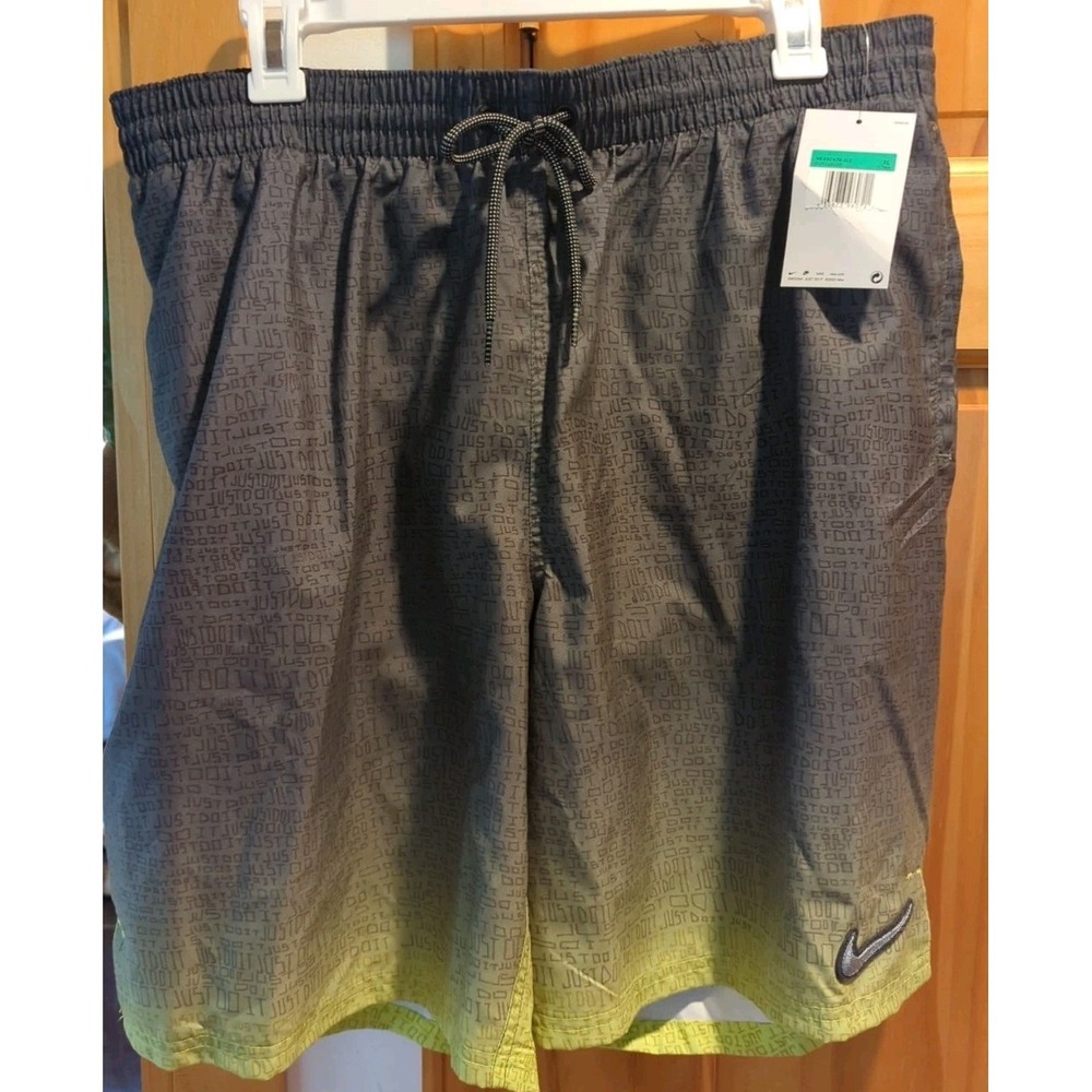 NWT Nike Men 9" Black Grey Green Swoosh‎ Ombre SwimTrunks (NESSC478-312) Size XL